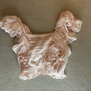 Pink ruffle Tularosa top